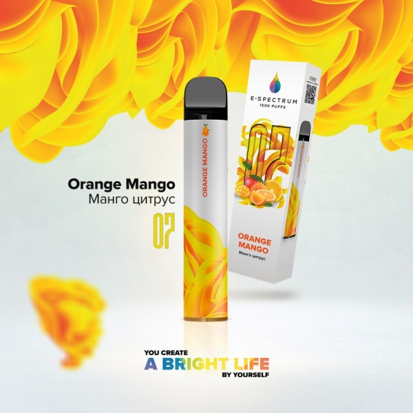 Электронный испаритель Orange mango, 1500 затяжек, E-Spectrum