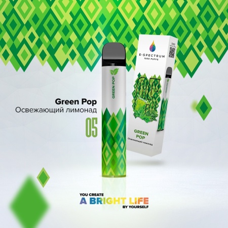 Электронный испаритель Green pop, 1500 затяжек, E-Spectrum